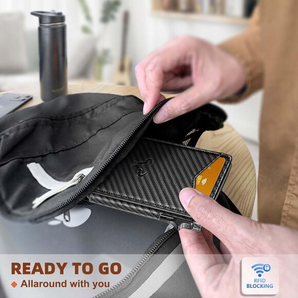 Men Wallet Money Clip Wallet Slim For Gift Men 9Cards-Metal Credit Card Case - Picture 12 of 13